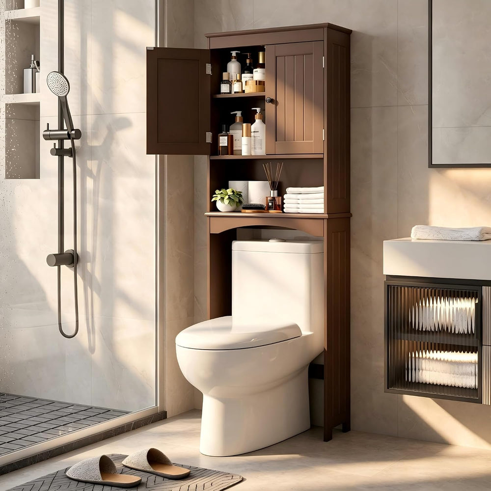 Bealife Over The Toilet Storage Cabinet with Open Shelf - Espresso
