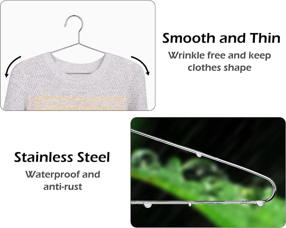 KEETDY 50 Pack Metal Hangers Coat Hangers Heavy Duty Stainless Steel Clothes ...
