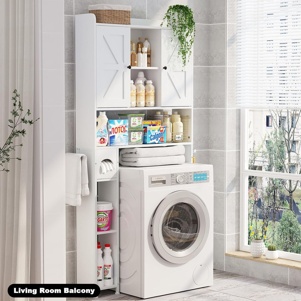 32"W Over The Toilet Storage Cabinet with Adjustable Shelves,White
