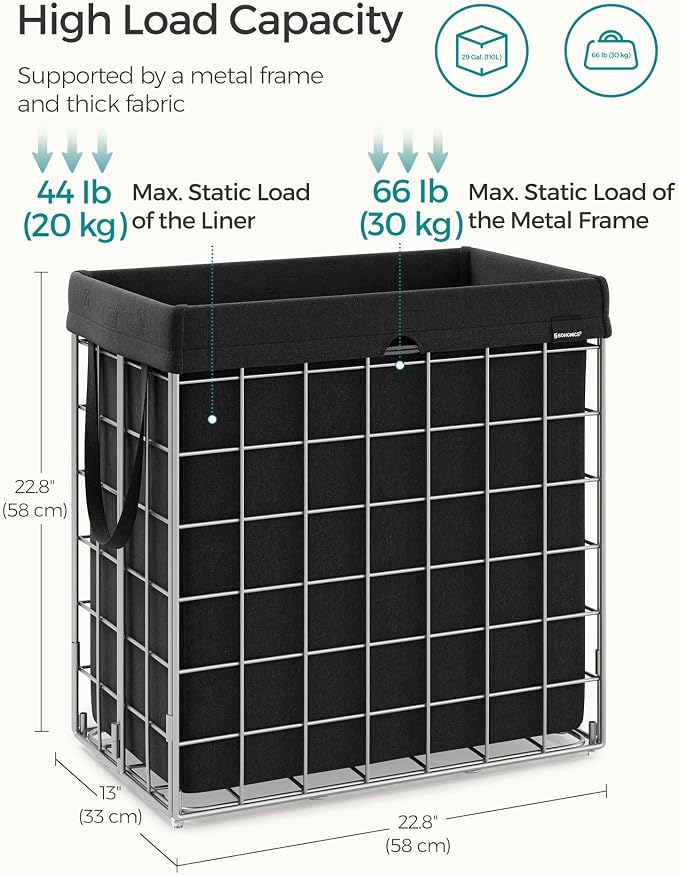 SONGMICS 29 Gal. Laundry Basket, Laundry Hamper, Collapsible Clothes Hamper