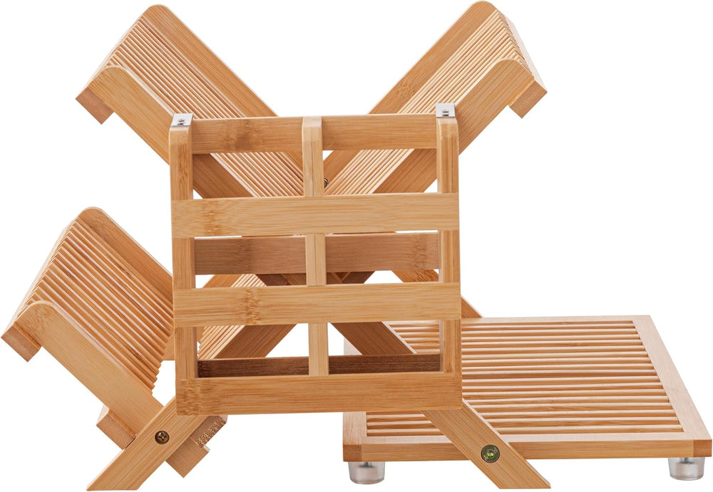 HBlife Bamboo Dish Drying Rack with Utensil Holder, 3-Tier Large Collapsible ...