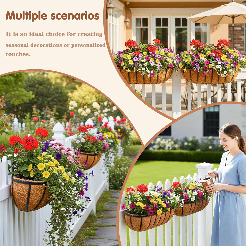 2 Pcs 24“ Railing Planter Window Box Deck Railing Planter Boxes with Coco Lin...