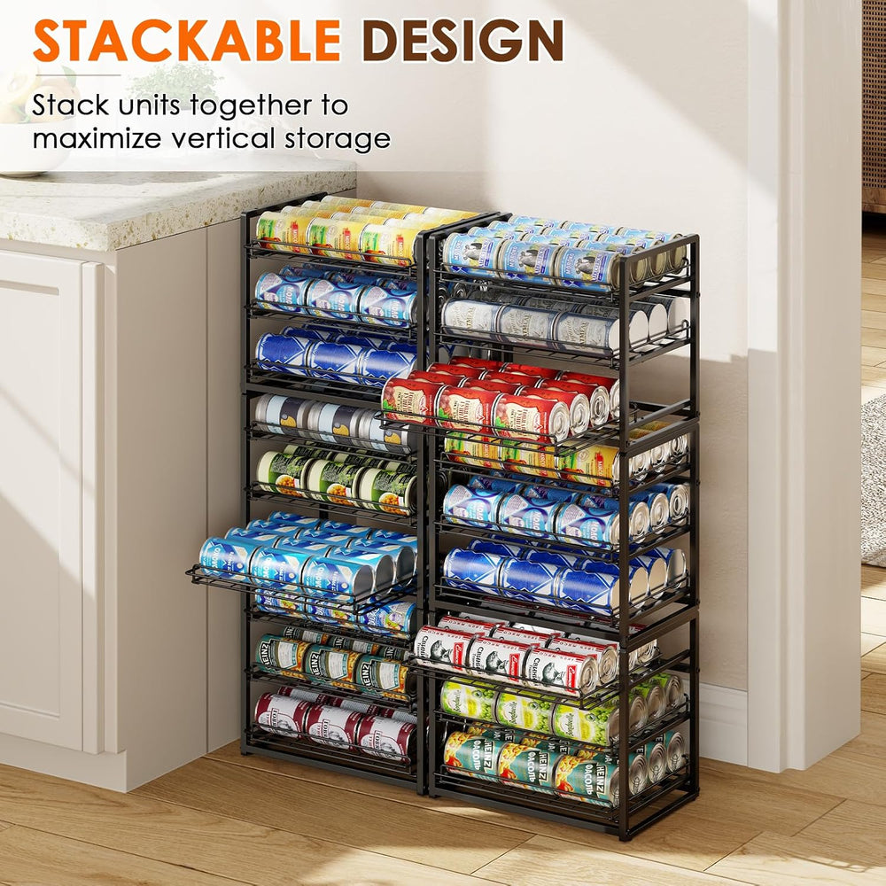 3-Tier Stackable Can Organizer for Pantry, Pull Out Can Rack, Black