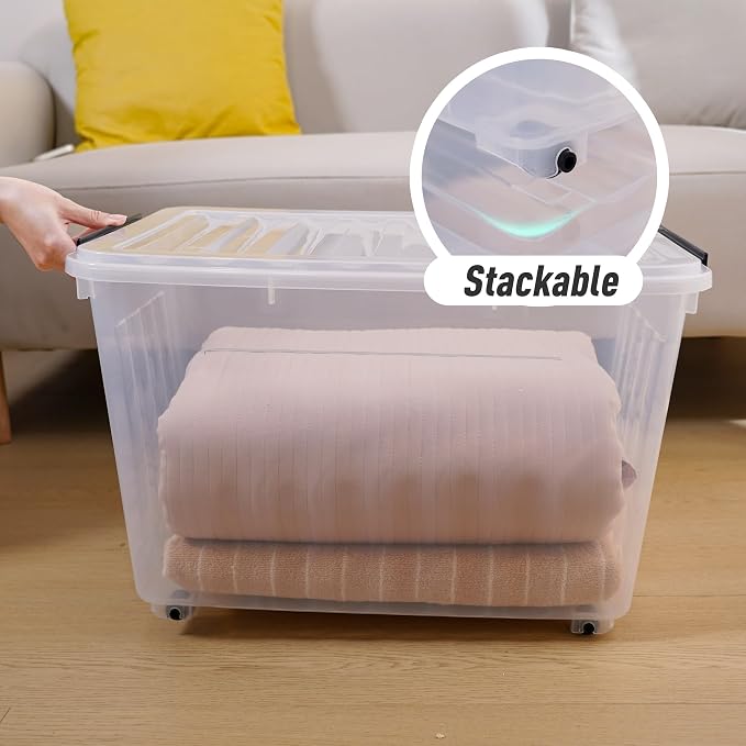 Citylife 82 QT Clear Plastic Storage Bins (4-Pack)