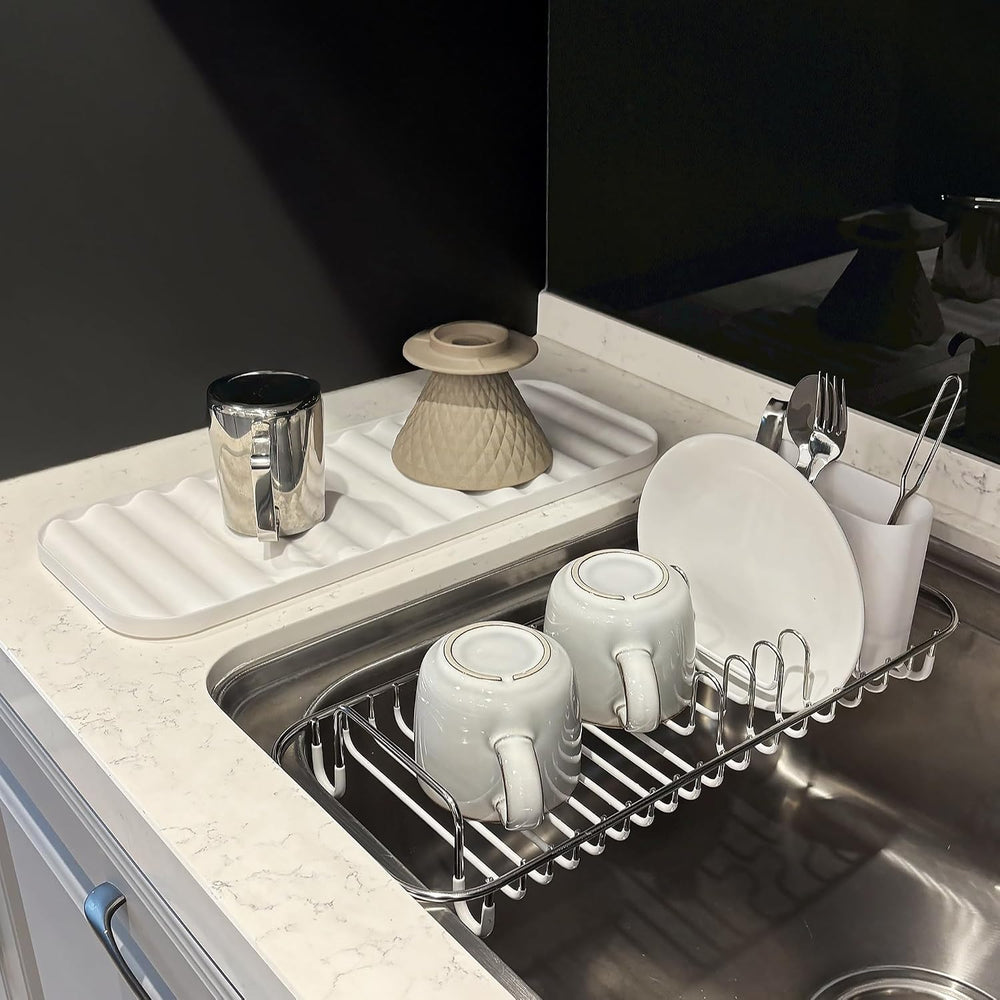 SunnyPoint 304 Stainless Steel NeverRust Compact Dish Drying Rack with Utensi...
