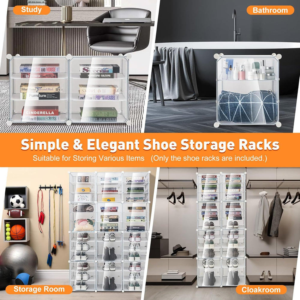 Shoe Rack Organizer 12 Tiers 72 Pairs Storage Cabinets Stand,Transparent Plas...