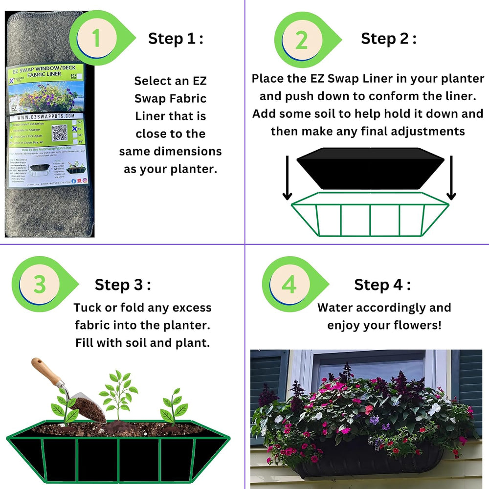48 Inch Fabric Trough Coco Liner Replacement for Window Basket Flower Planter...