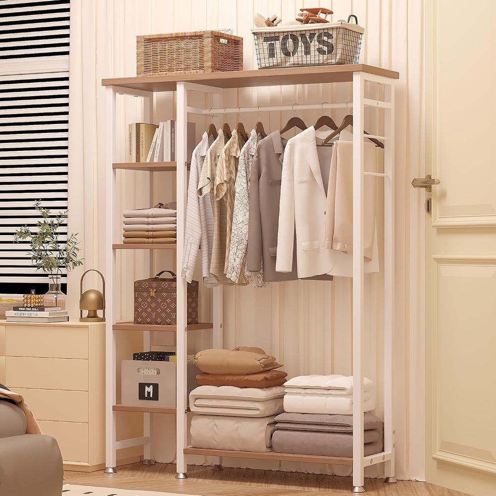 VECELO Open Garment Clothing Rack, Free-Standing Heavy Duty Storage Closet wi...