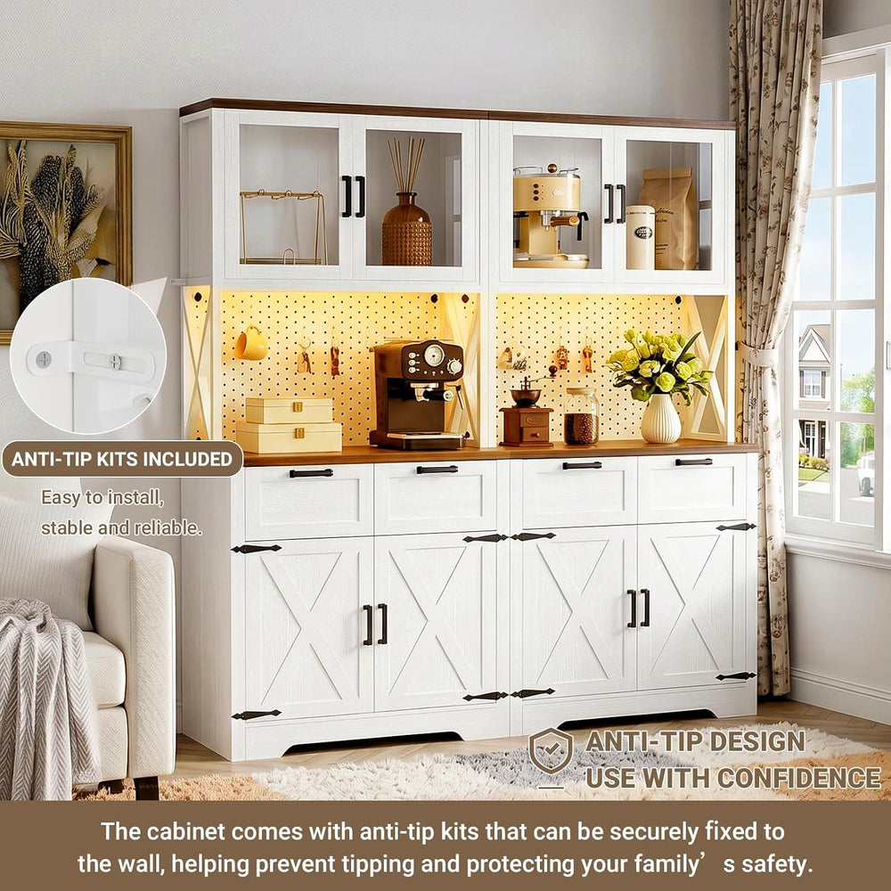 Unikito 71" Tall Kitchen Pantry Storage Cabinet, 63" W Kitchen Hutch