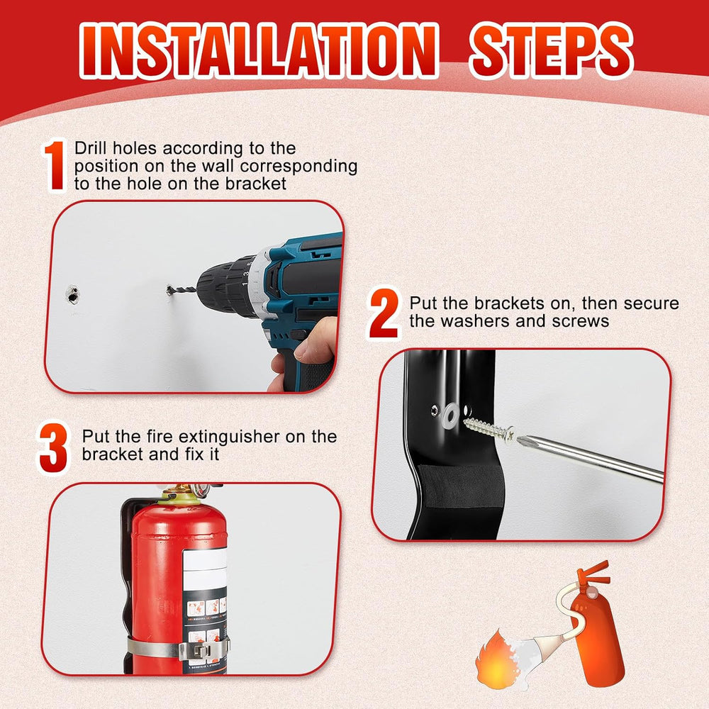 Therwen 2 Pack Fire Extinguisher Mount 5 lb Wall Bracket, Black