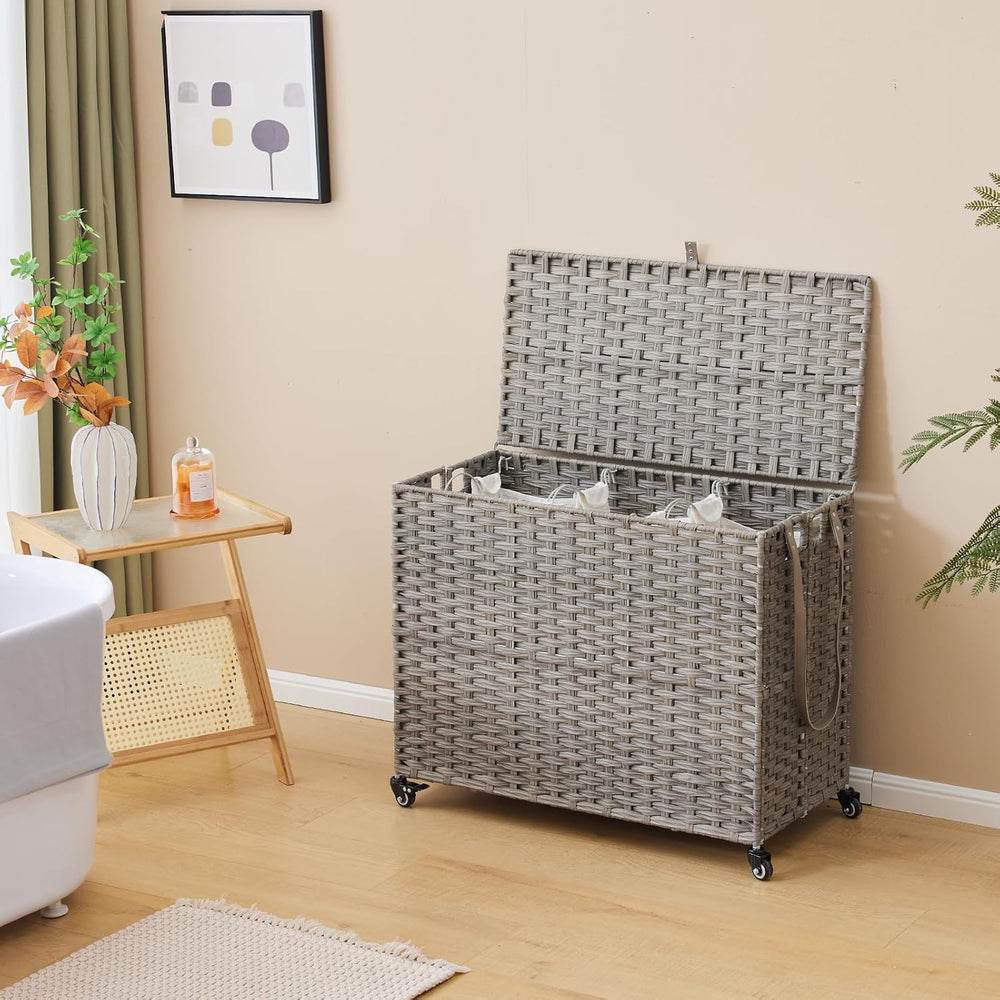 Laundry Hamper with Wheels, 52.8 Gallon(200L) Rolling Laundry Basket with Lid...