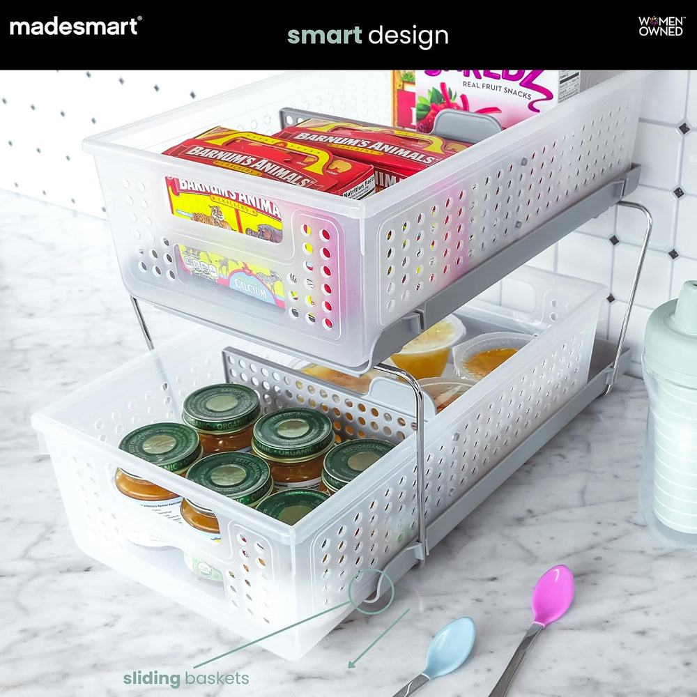 madesmart Two Tier Pull Out Organizer, Frost