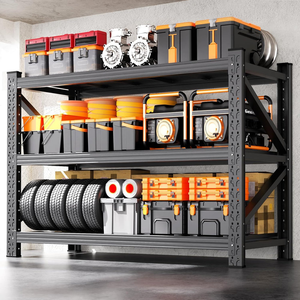 59" W Heavy Duty Storage Shelves, Adjustable Garage Shelving Unit, Rust ...