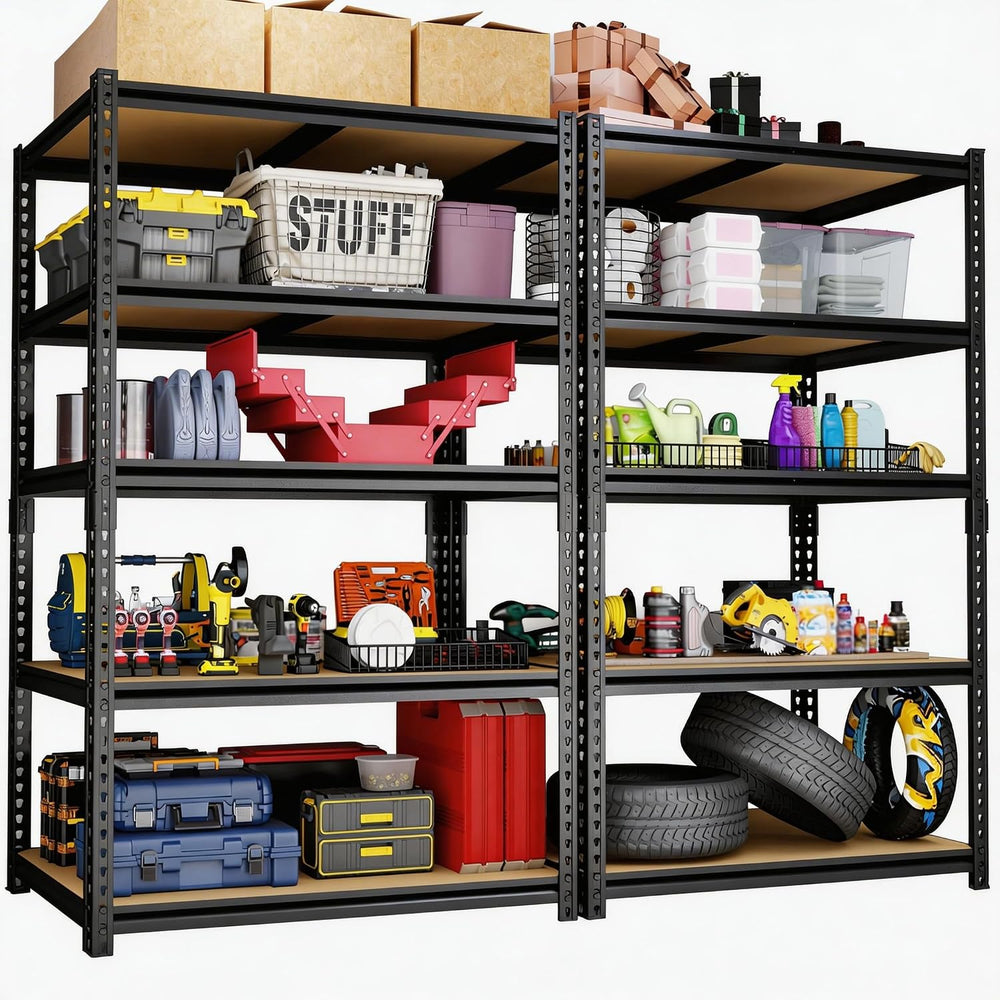 2 Pack Storage Shelves Heavy Duty, Garage Shelving Units, 2400LBS