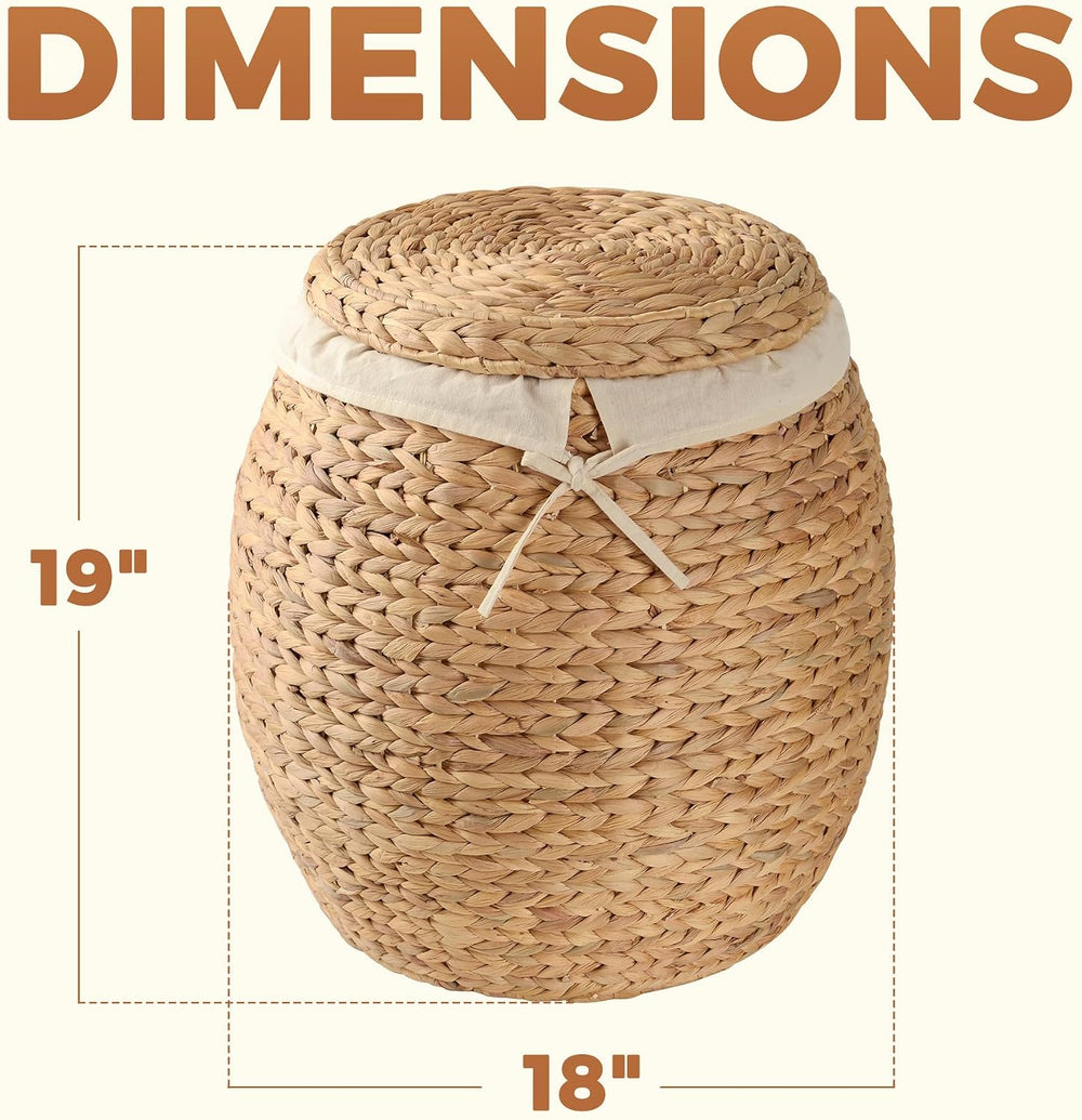 Wicker Basket with Lid Decorative Storage - Large Blanket Basket for Living R...