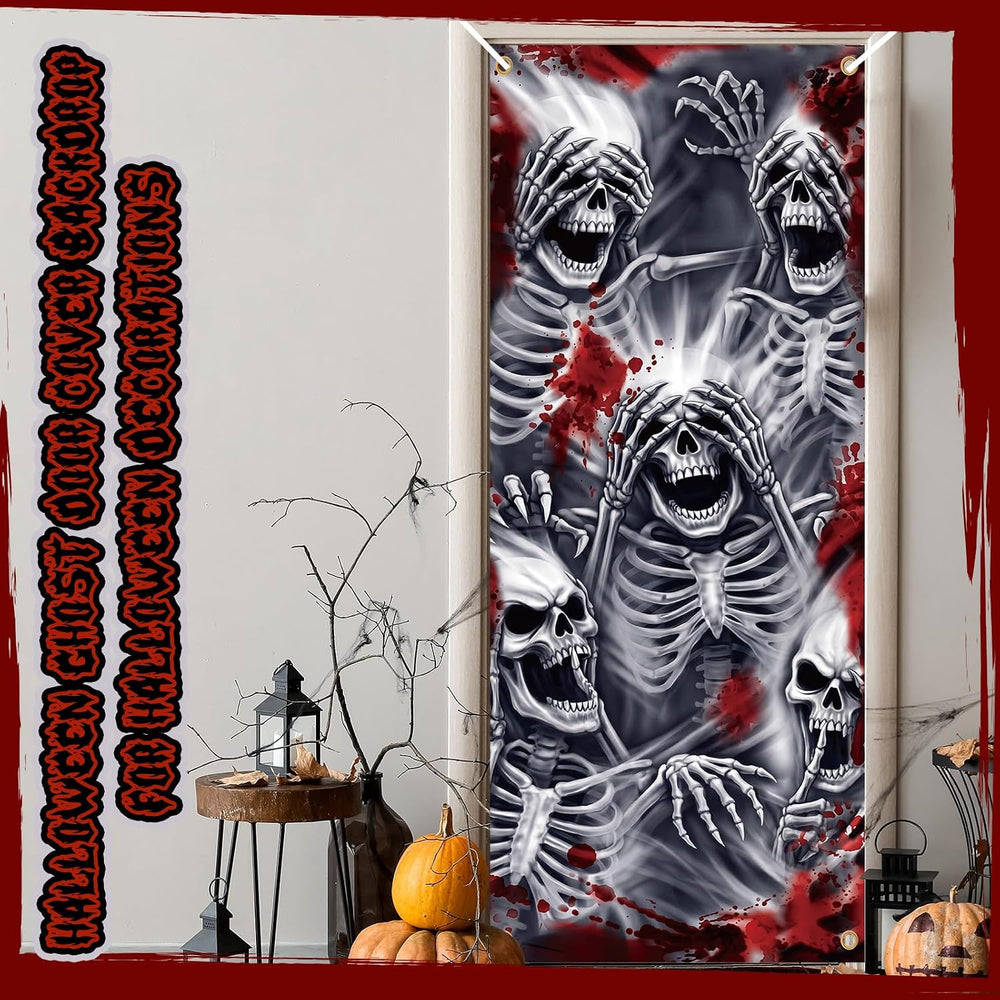 Preboun 6 Pcs Halloween Door Cover, 35 x 78 Inch Hanging Banner