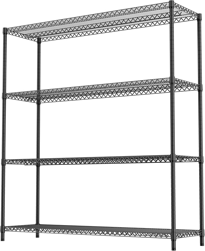 4 Tiers Storage Shelves Load 2640LBS, Metal Shelving Wire Metal Shelving Unit