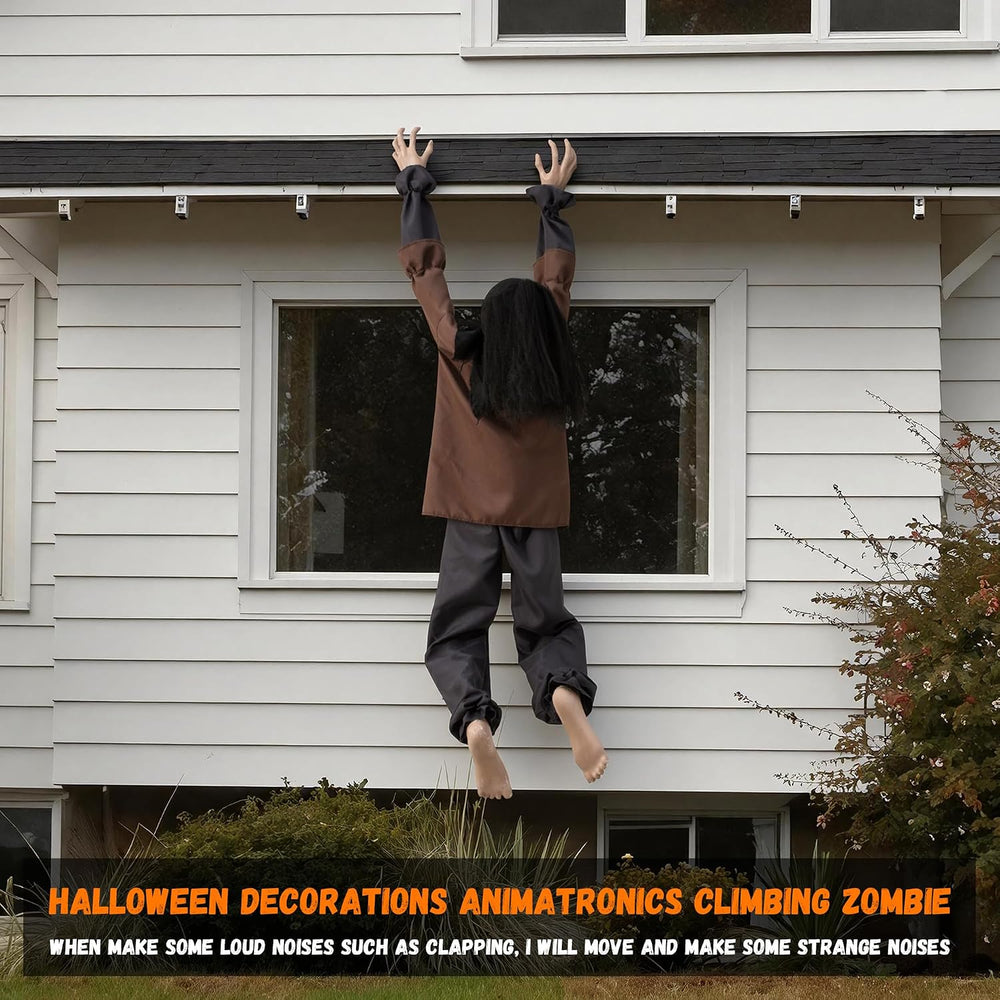 Halloween Decorations Animatronic Climbing Zombie Faceless Hanging Creepy Zom...