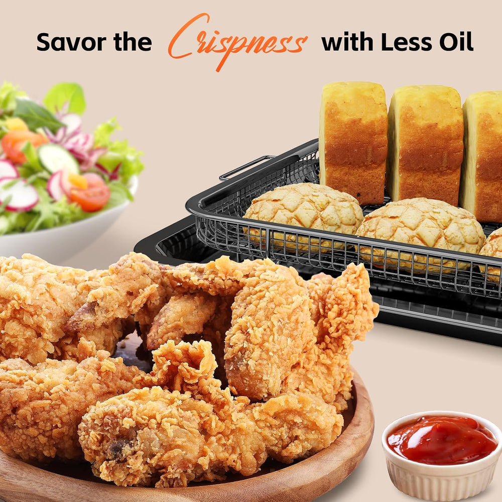 Air Fryer Basket, DEGOVIN 2 Set Large&Medium Oven Air Fryer Basket and Tray