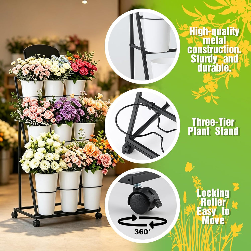Bloom Bar Flower Cart Flower Bar Stand Flower Cart with Wheels | Made of meta...