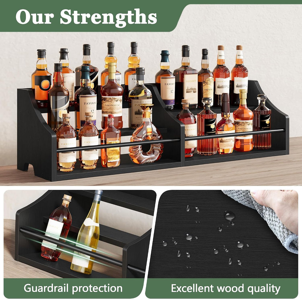 FAVOOSTY 5 Tier Countertop Liquor Bottle Display Shelf Organizer, Black