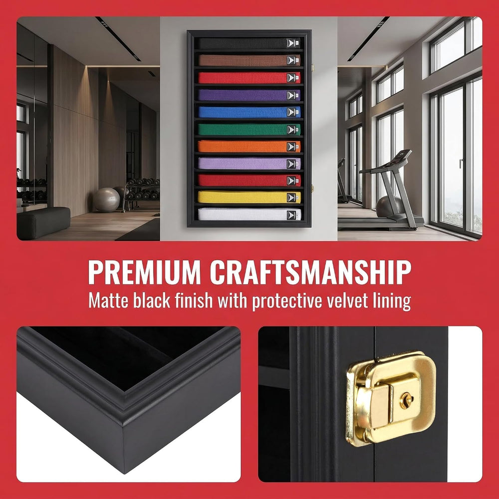 DisplayGifts Martial Art Karate Taekwondo Belt Acrylic Door Display Case Rack...