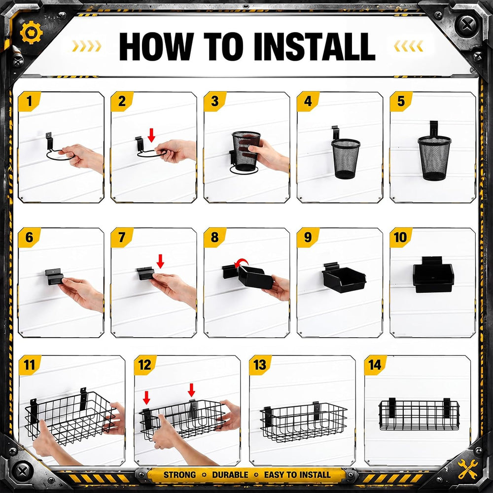 Wesiti 12 Pack Slatwall Accessories Set Metal Pegboard Hanging Storage