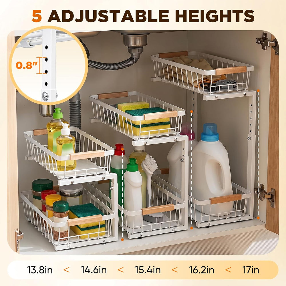Sakerplus 2 Tier Under Sink Organizer, 2 Pack