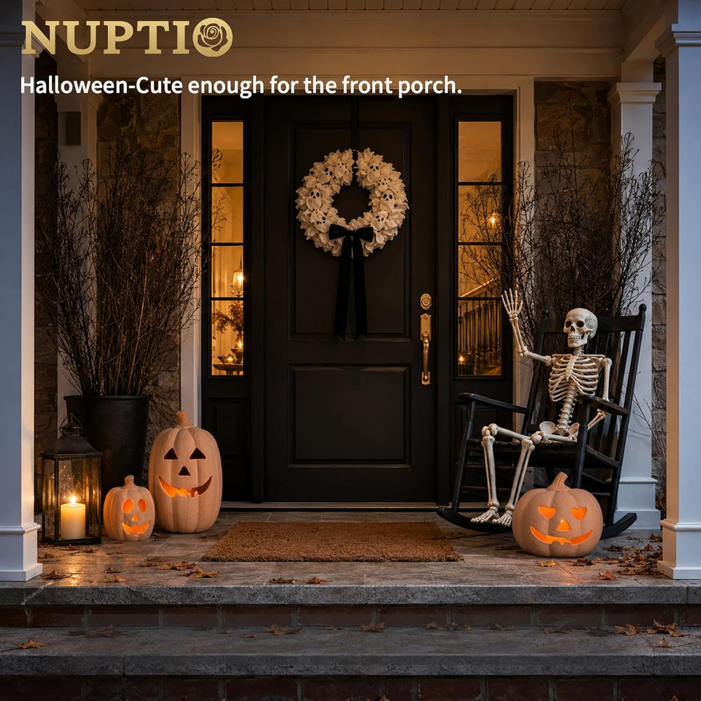 NUPTIO Terracotta Pumpkin Halloween Thanksgiving Outdoor Porch Decor, 10"H