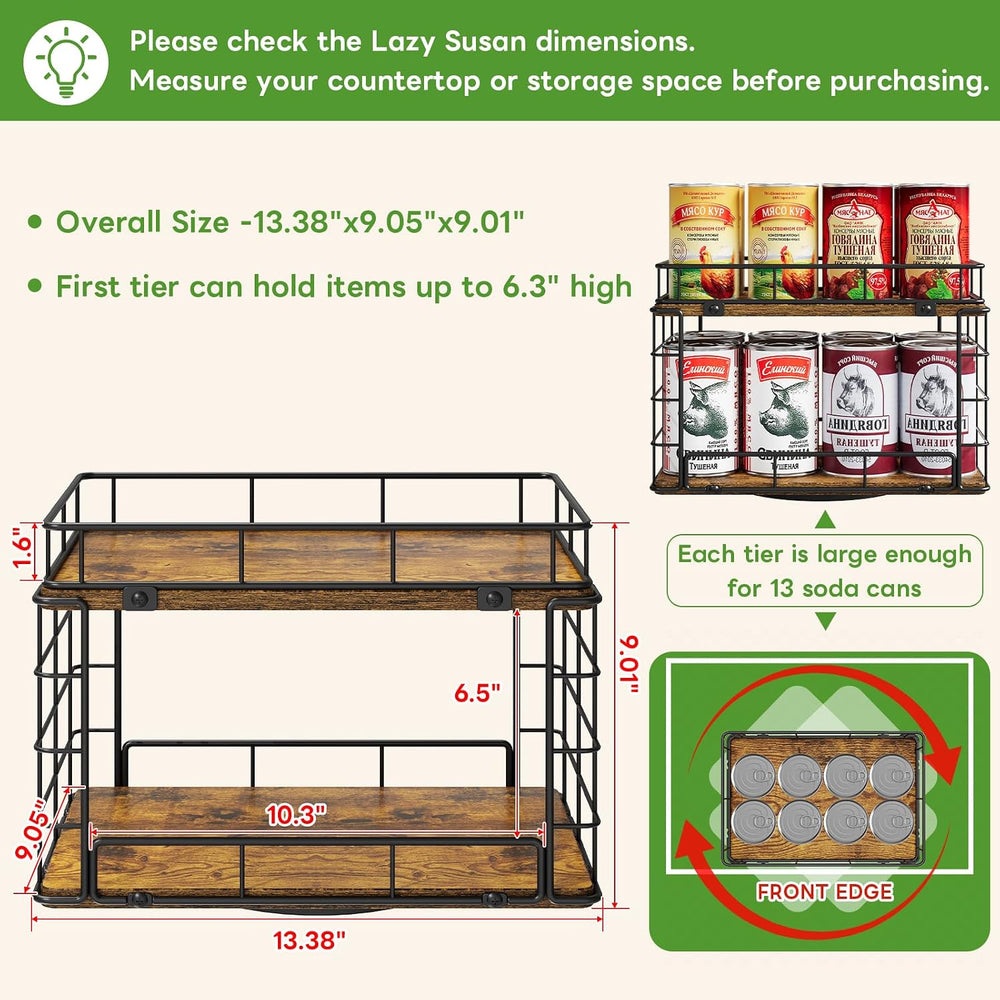 360° Rotating Lazy Susan Can Organizer for Pantry, Holds 26 Cans, Black
