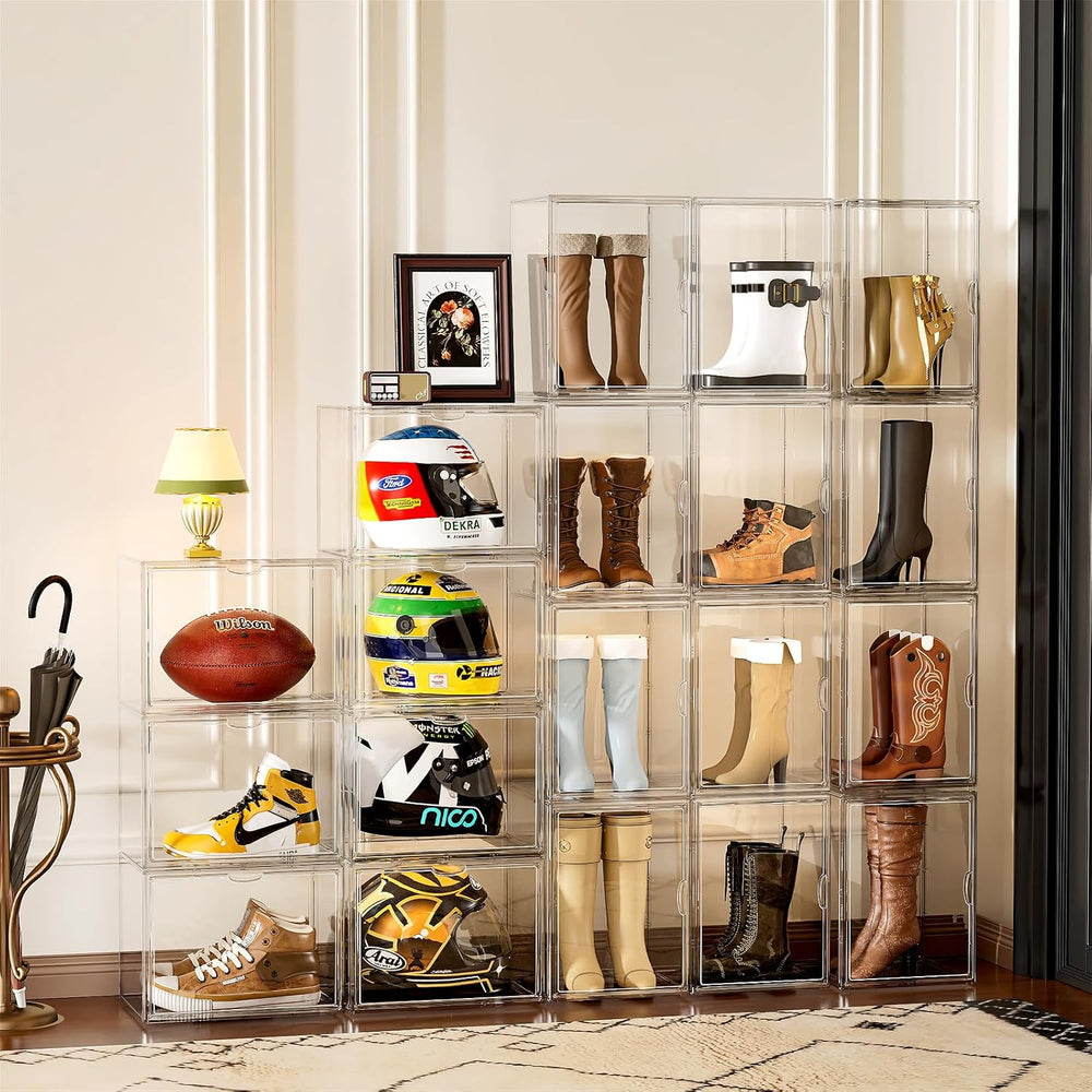 Stackable Boot Storage Organizer Tall Boot Storage Box, 4 Pack