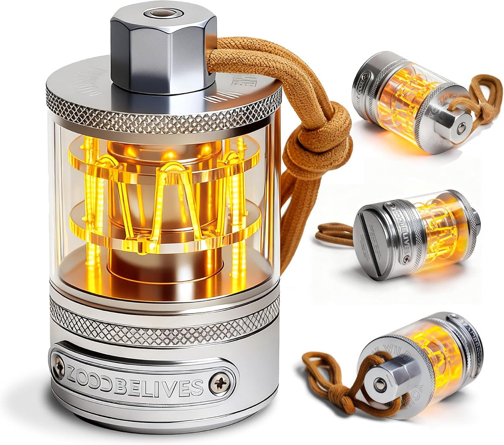 ZOOOBELIVES Vintage Aluminum Camping Lantern Light - Dimmable Warm Glow Lamp,...