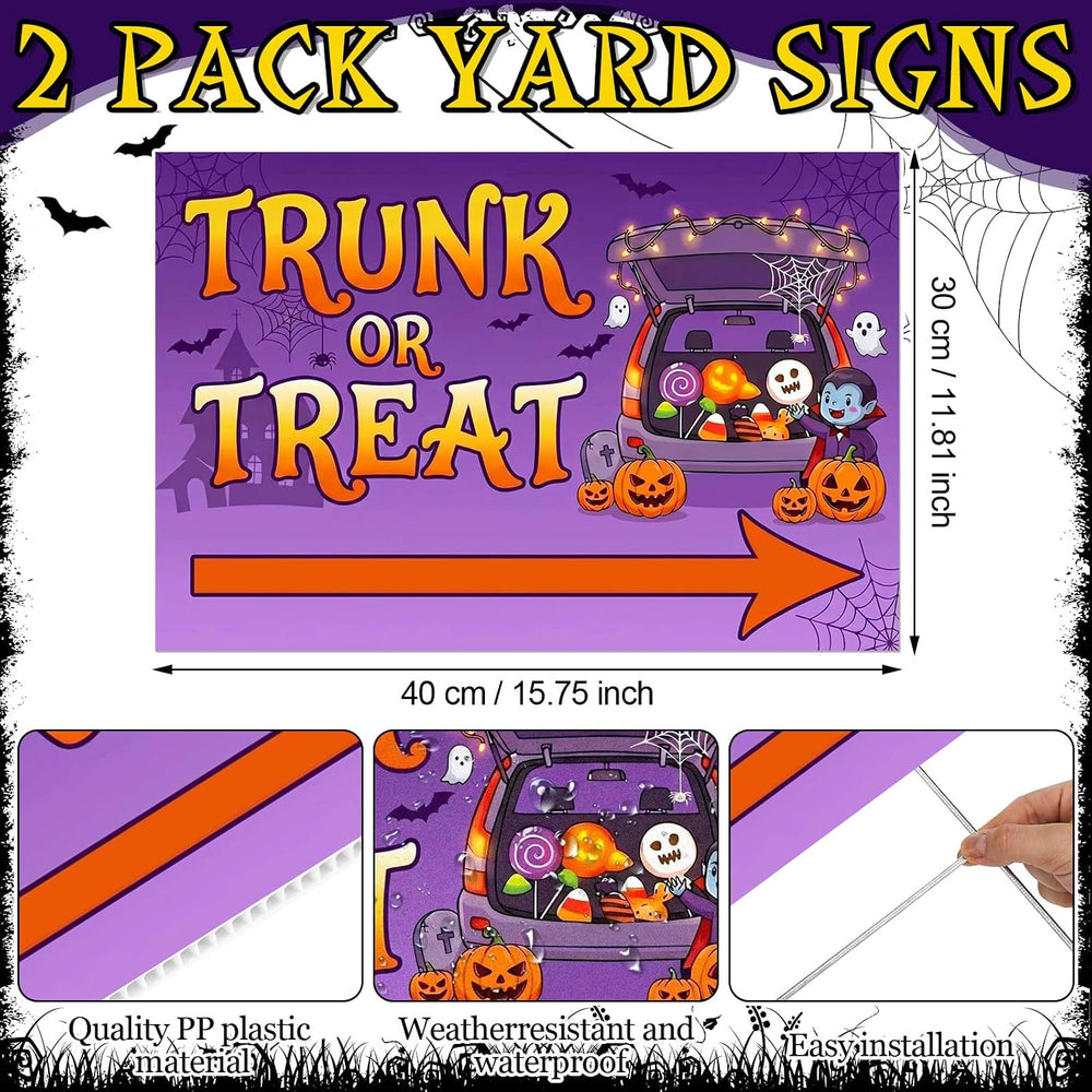 3 Pcs Halloween Trunk or Treat Swooper Feather Flag Banner Yard Sign