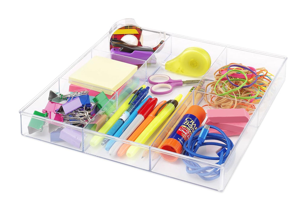 Whitmor Clear 6-Section Drawer Organizer | For Makeup & Accessories | Stu...