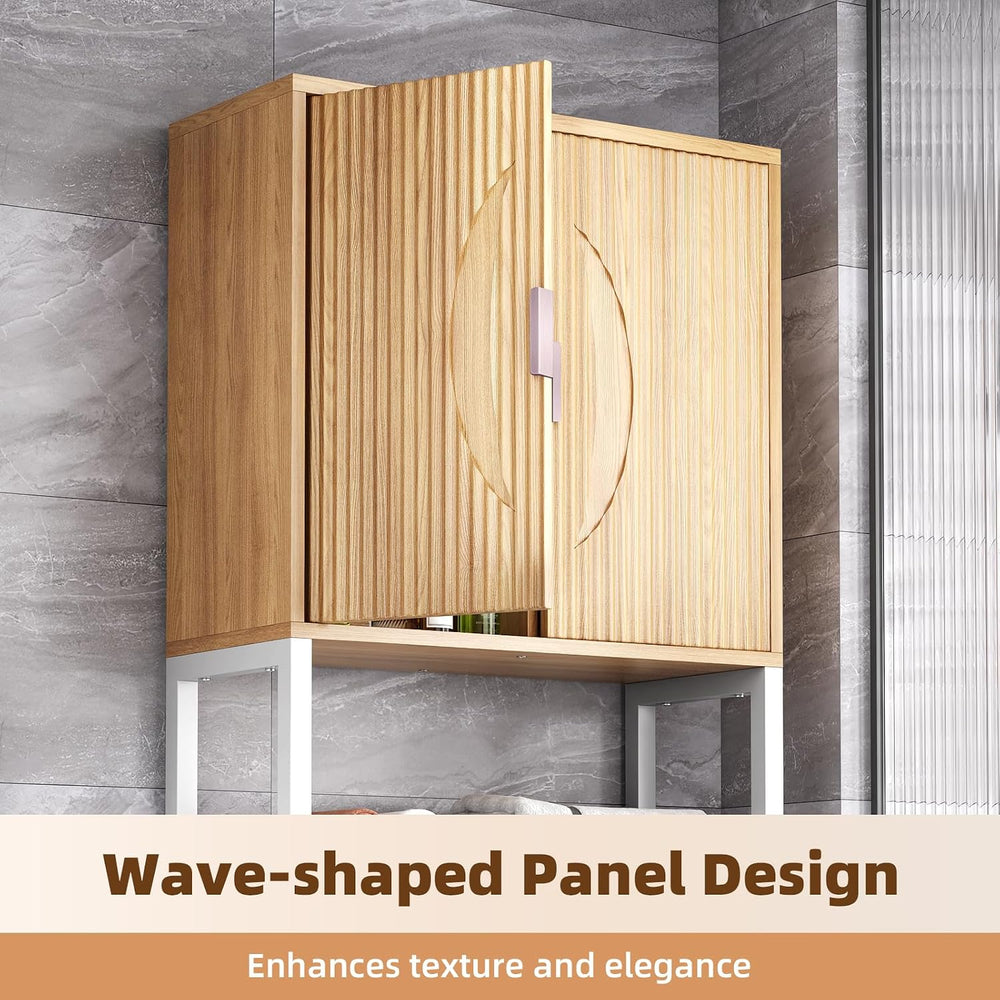 Kalrin Over The Toilet Storage Cabinet with Fluted Wave Doors and Adjustable ...