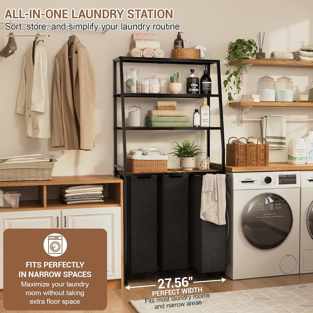 Laundry Hamper 3 Section, 4 Tier Laundry Basket Organizer