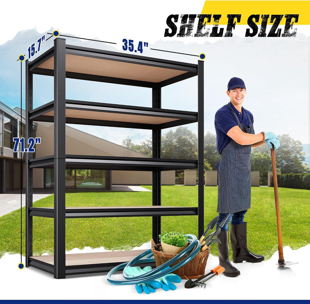 71" H x 35" W Garage Shelving Unit, 2050LBS Heavy Duty Metal Storag...