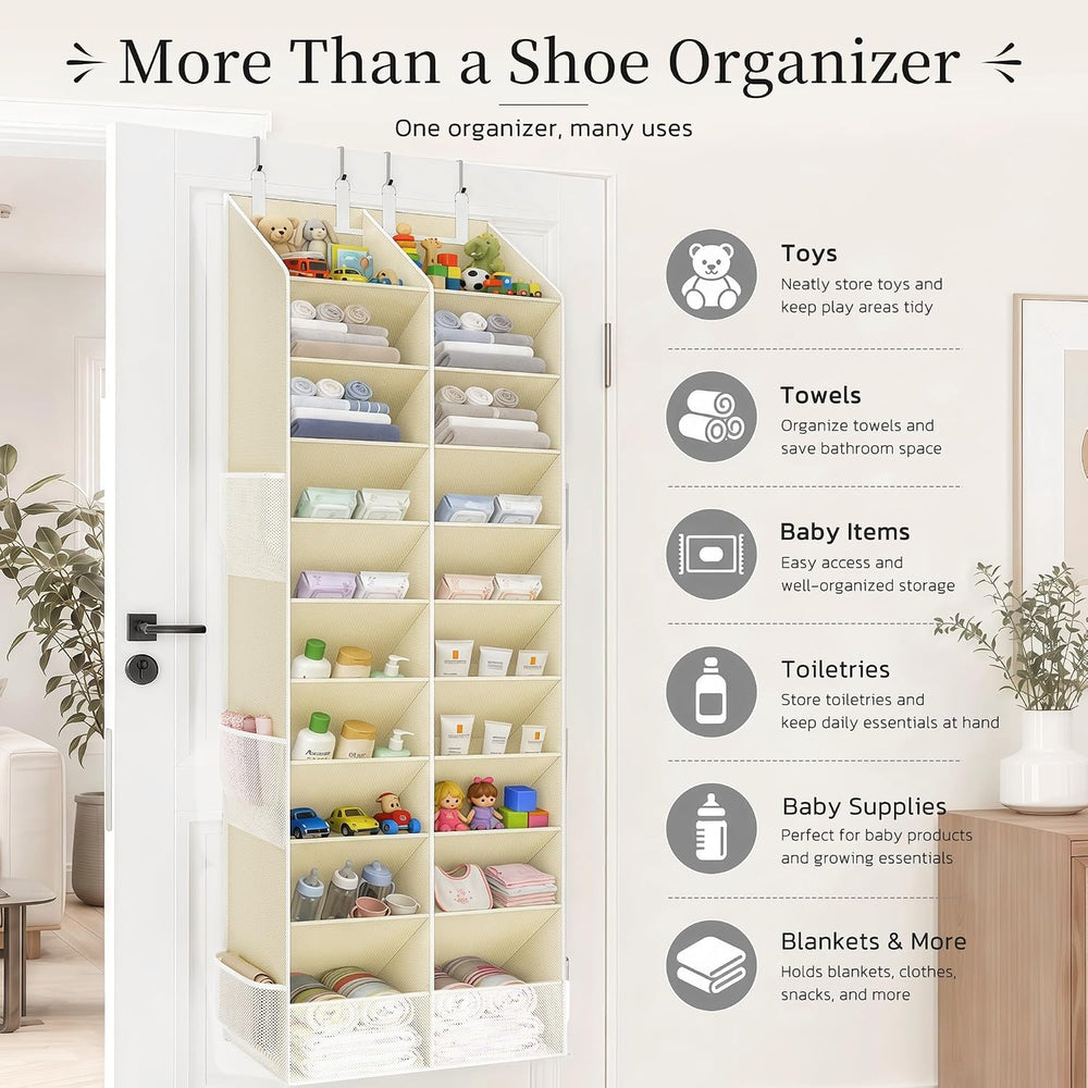Over the Door Shoe Organizer, 20-30 Pairs Heavy-Duty Hanging Shoe Storage wit...