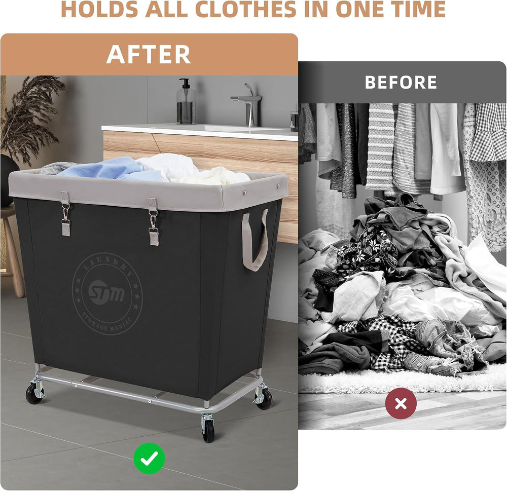 STORAGE MANIAC Commercial Laundry Hamper with Heavy Duty Steel Frame, 320 L I...