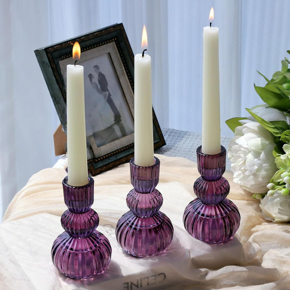 Woho Set of 6 Purple Taper Candle Holders 4.3" H for Halloween Decorations
