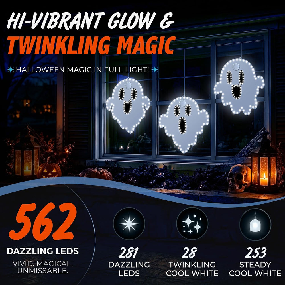3 Pack 10" Halloween Classics Twinkling LED Ghosts, Hi-Vibrant Aluminum ...