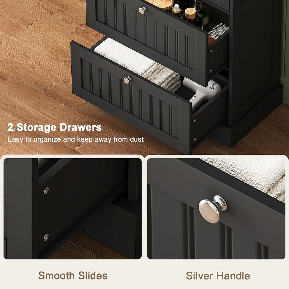 Bathroom Floor Cabinet with 2 Drawers and Adjustable Shelf
