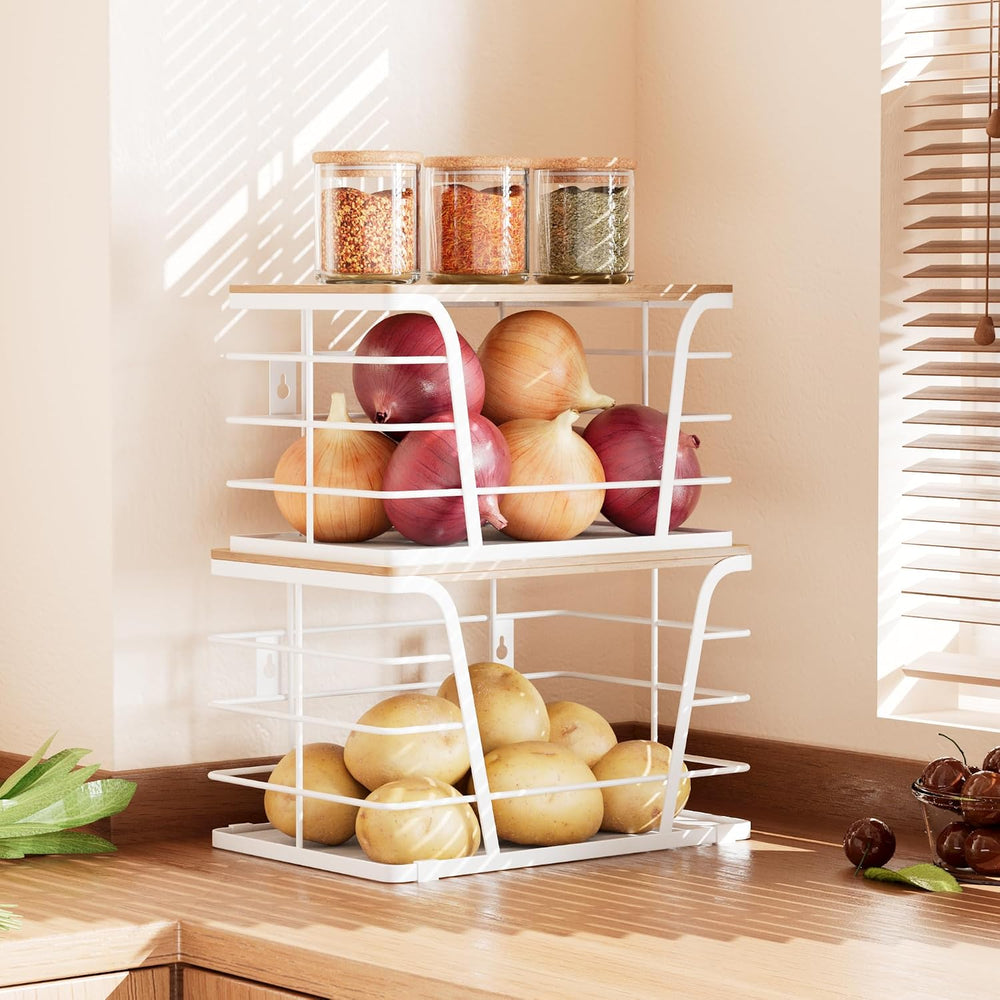 TIDIIABODE 2 Pack Kitchen Organization for Onions,Potatoes - Fruit Basket for...