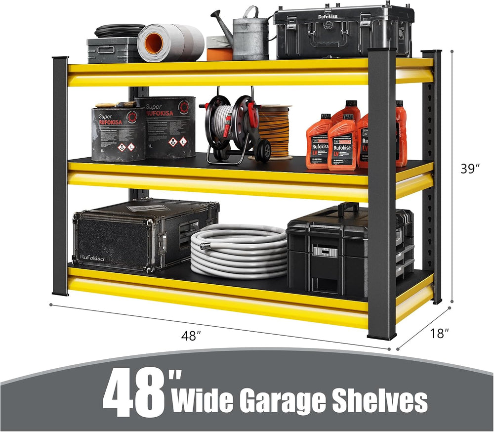 48" W Garage Shelving Heavy Duty, 1650LBS Loads Adjustable Garage Storag...