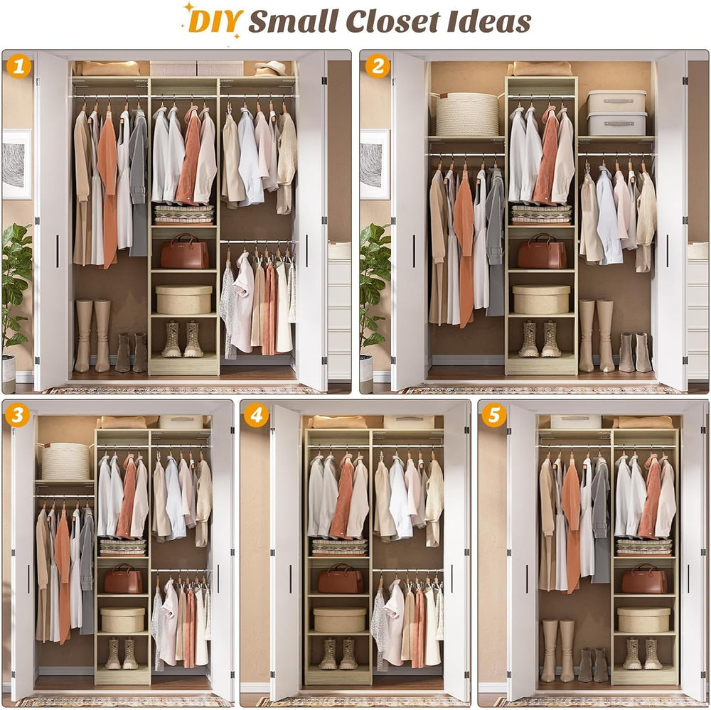 Cyclysio 4FT Closet System for Small Space, 80"H, White Oak
