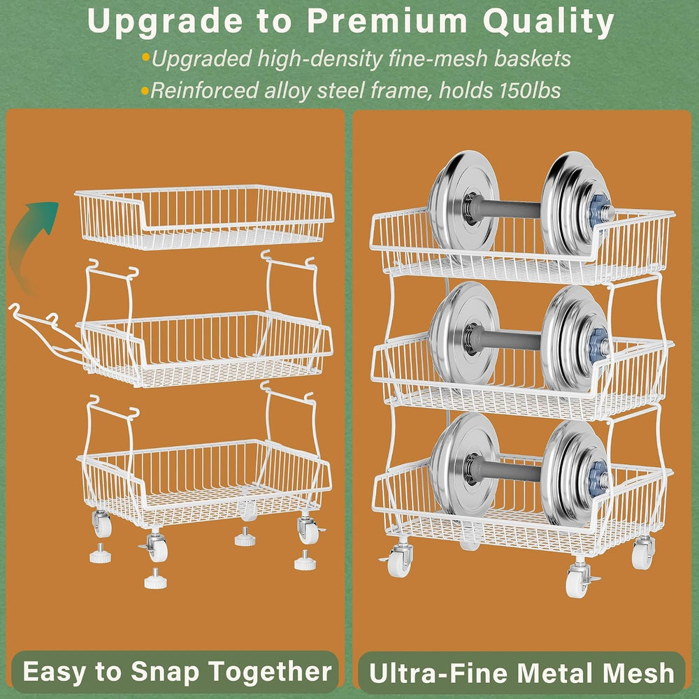 OKZEST Pantry Organizers and Storage Cart with Upgraded Metal Hub Casters