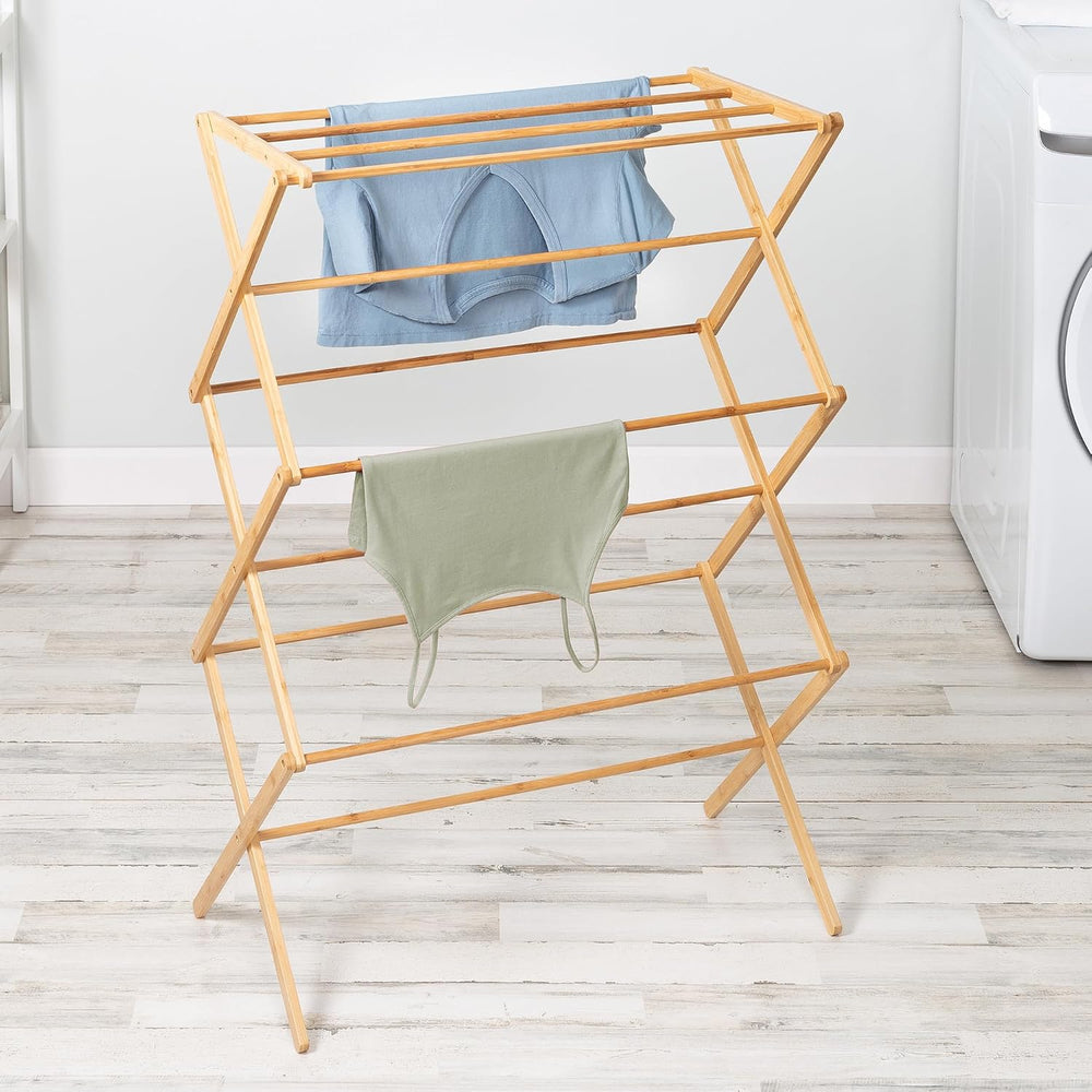 Honey-Can-Do Collapsible Bamboo Laundry Drying Rack, Foldable and Portable