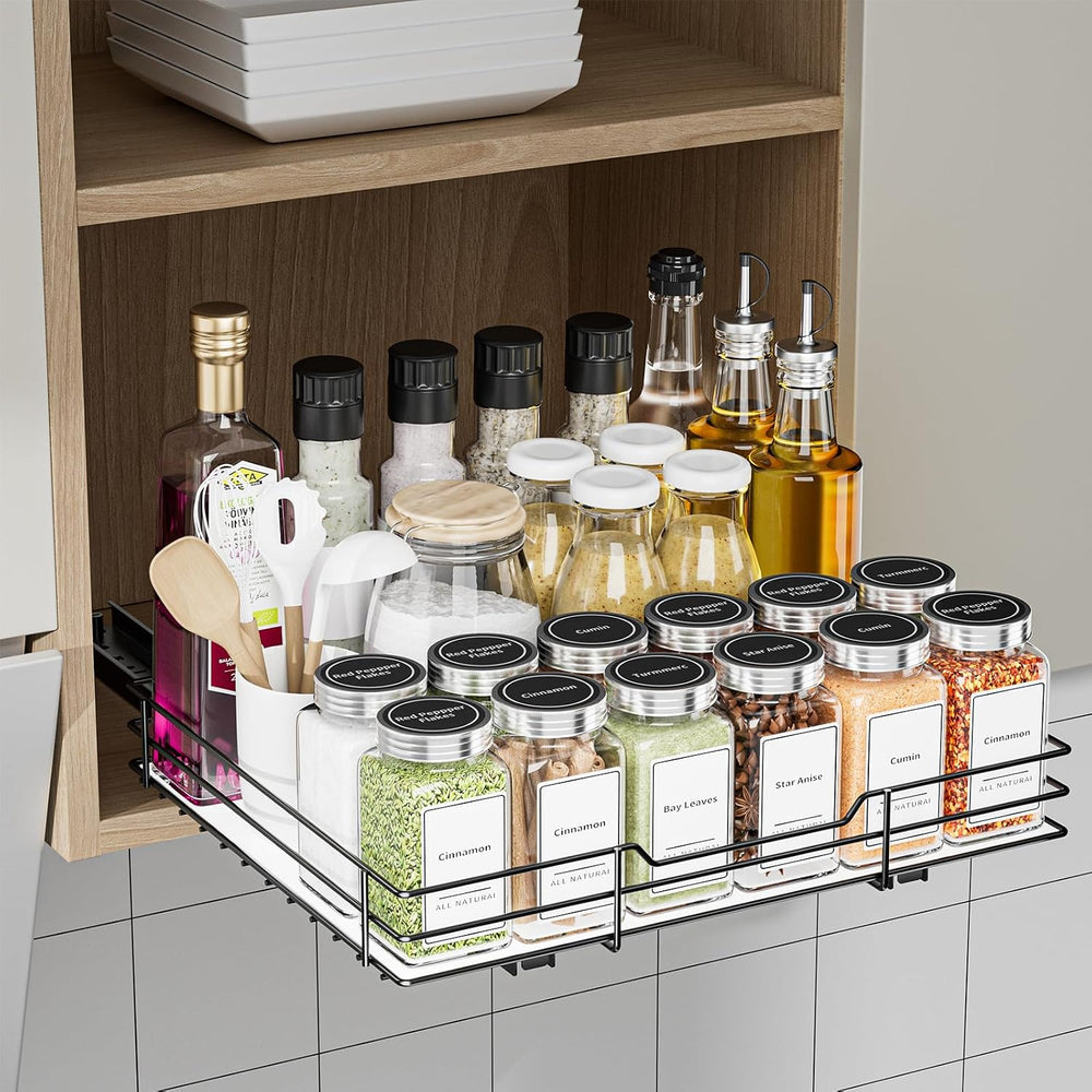 Spice Rack Organizer for Cabinet, 1 Tier Pull Out Spice Rack, Spice Organizer...