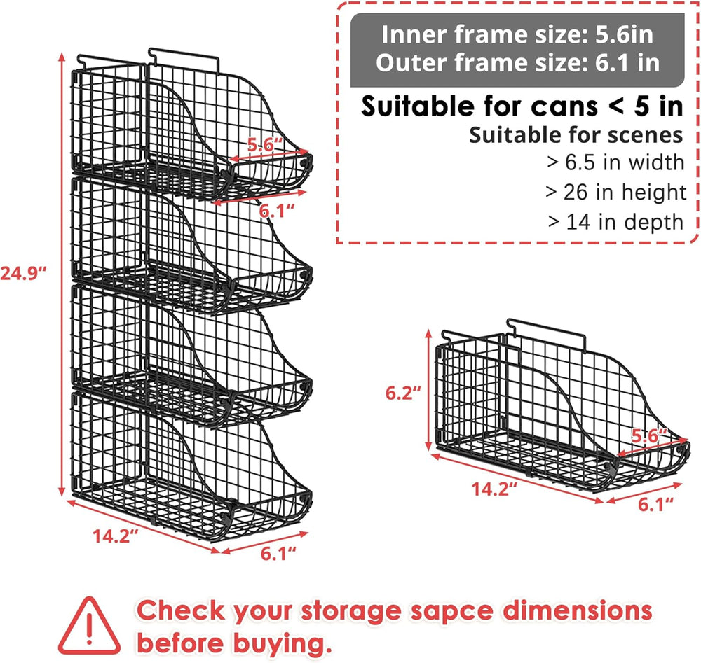 6 Pack Stackable Can Organizer for Pantry Cabinet Food Storage