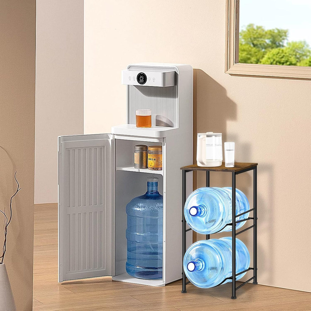 MOOACE 5 Gallon Water Jug Holder, 2 Tier Water Bottle Organizer Rack with Sto...